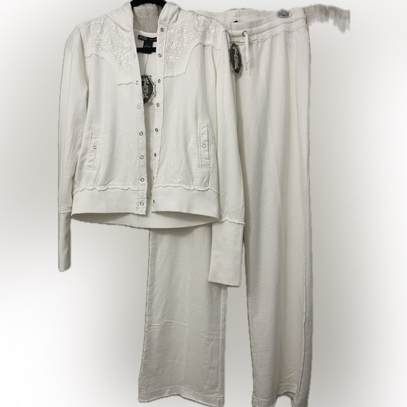Hale Bob Pants - Hale-Bob Track Pants & Hoodie Set White/White  Large NWT